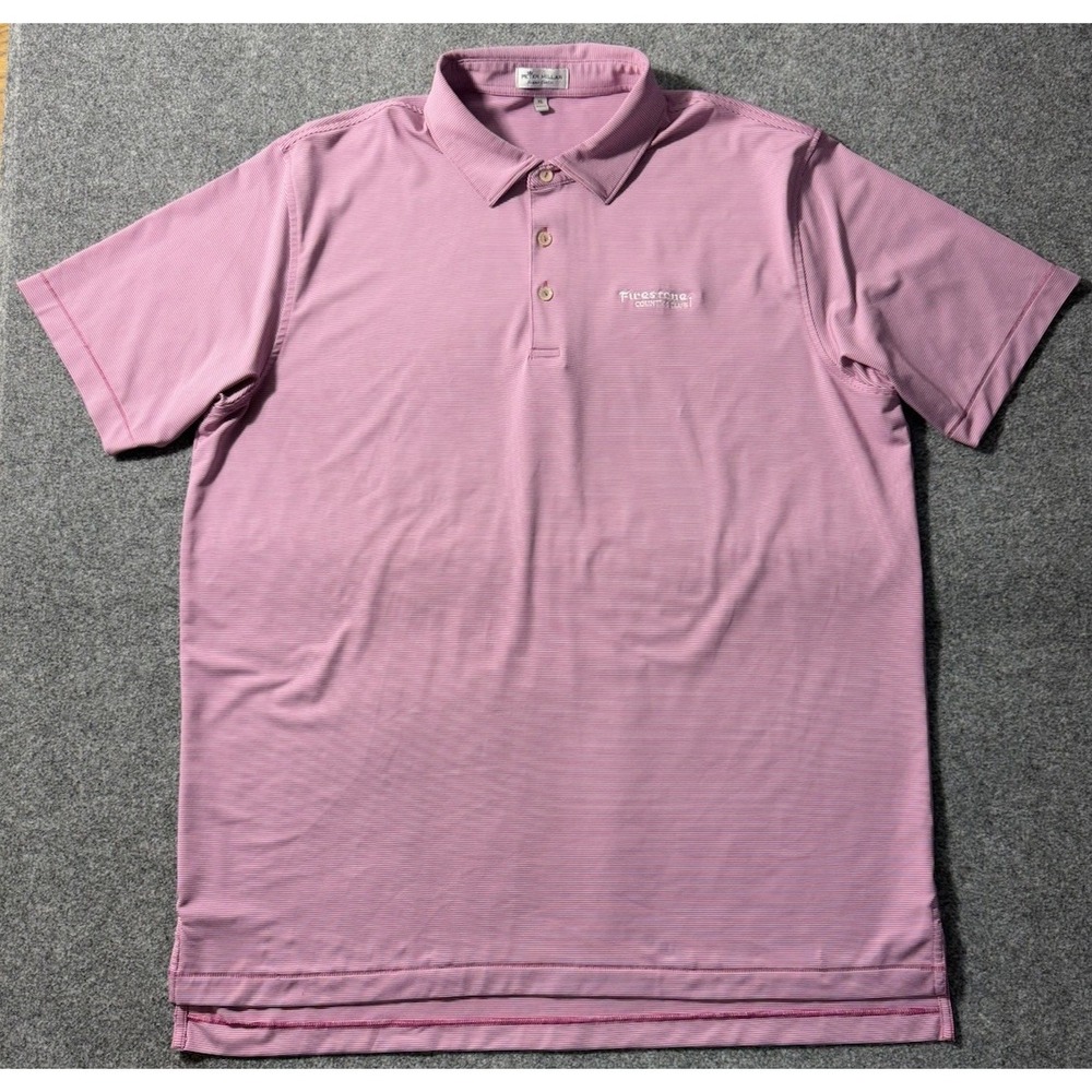 Peter Millar Summer Comfort Polo Men XL Stripe Pink Golf Firestone Country Club